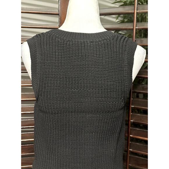 Royalty by Maluma Women's Black Crop Scoop Neck Knit Tank Top Sweater XL NWT - Picture 6 of 10